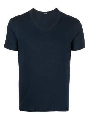 Тениска с v-образно деколте Tom Ford синьо