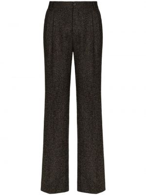 Vlněné rovné kalhoty Dolce & Gabbana černé
