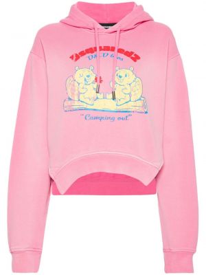 Kapučdžemperis ar apdruku Dsquared2 rozā