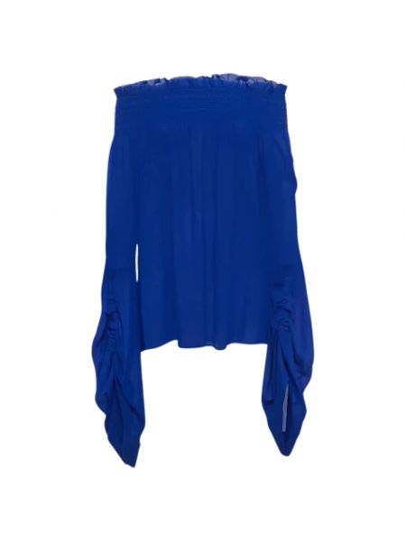 Jedwabny top Yves Saint Laurent Vintage niebieski