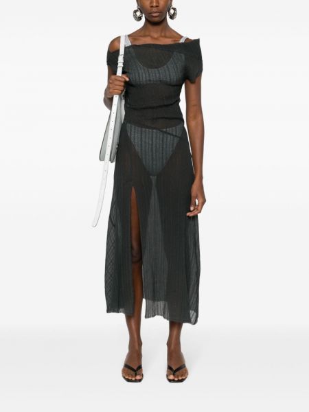 Průsvitné vlněné dlouhé šaty Paloma Wool šedé