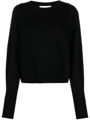 Volneni pulover z okroglim izrezom Nude črna