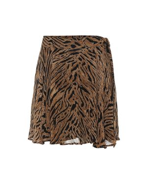 Φούστα mini με σχέδιο με ρίγες τίγρη Ganni καφέ