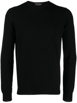 Sweter z kaszmiru z wełny merino z okrągłym dekoltem Dell'oglio czarny
