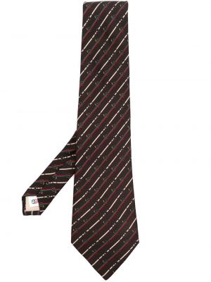 Hedvábná kravata s potiskem Gucci Pre-owned hnědá