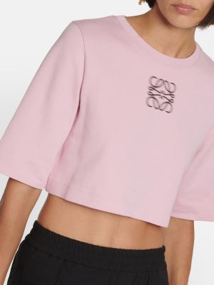 Bavlněné tričko Loewe růžové