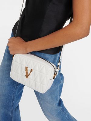 Кожаная сумка через плечо Versace белая