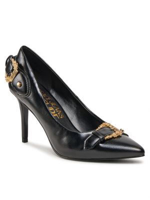Полуотворени обувки с ток Versace Jeans Couture черно