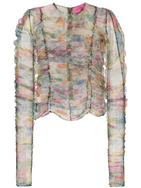 Prozirna bluza s cvjetnim printom s printom Viktor & Rolf zelena