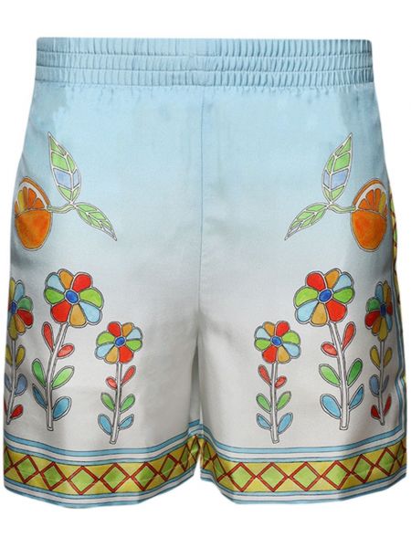 Svilene bermuda kratke hlače s cvetličnim vzorcem s potiskom Casablanca