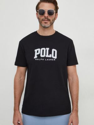 Czarna koszulka bawełniana z nadrukiem Polo Ralph Lauren