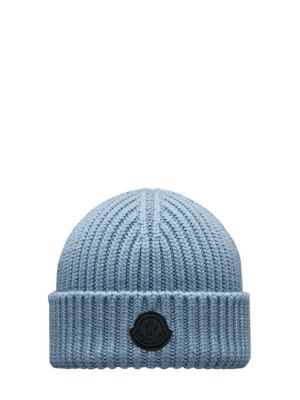 Vlnená vlnená čiapka Moncler modrá
