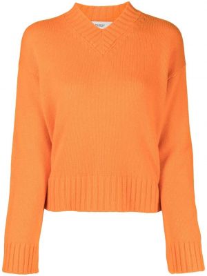 Kašmírový sveter s výstrihom do v Pringle Of Scotland oranžová