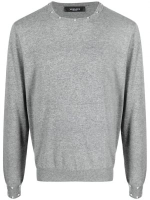 Pullover mit rundem ausschnitt mit spikes Versace grau