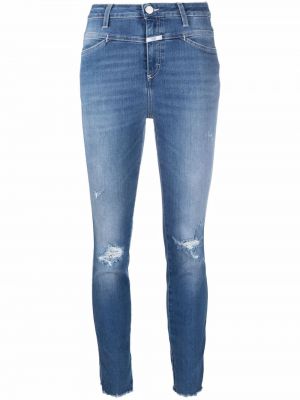 Slim fit obnosené priliehavé skinny fit džínsy Closed modrá