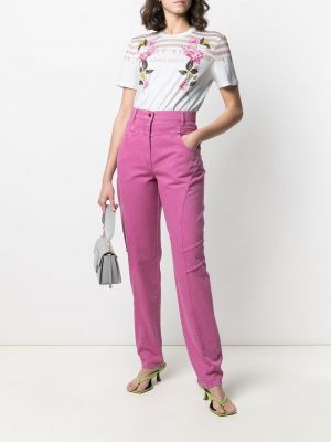 Pantalones rectos de cintura alta Alberta Ferretti violeta