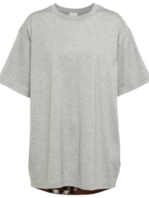 Kockované bavlnené tričko Burberry sivá