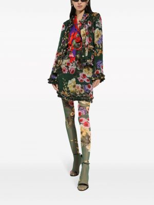 Raštuotas gėlėtas šifono mini sijonas Dolce & Gabbana