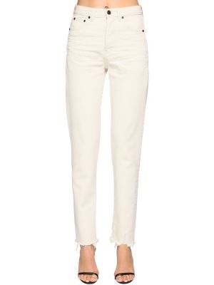 Proste jeansy bawełniane Saint Laurent białe