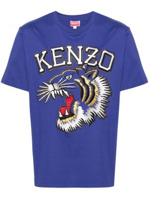 Medvilninis marškinėliai su tigro raštu Kenzo mėlyna