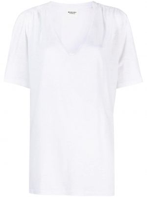 Lniana koszulka z dekoltem w serek Marant Etoile biała