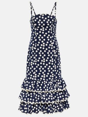 Pamučna midi haljina s printom Carolina Herrera plava