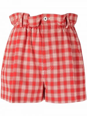 Kratke hlače s karirastim vzorcem Miu Miu rdeča
