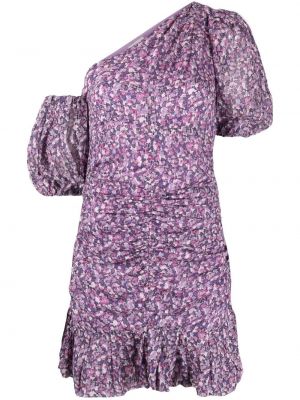 Květinové bavlněné mini šaty s volány Isabel Marant Etoile - nachový
