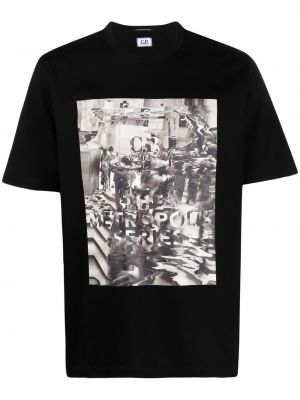 Džerzej bavlnené tričko s potlačou C.p. Company čierna
