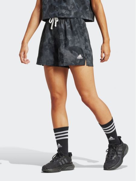 Laza szabású virágos sport rövidnadrág Adidas szürke