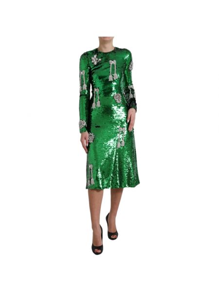 Sukienka midi z cekinami Dolce And Gabbana zielona