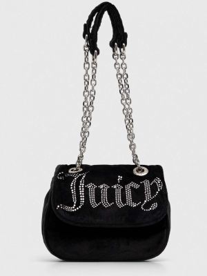 Welurowa torba na ramię Juicy Couture czarna
