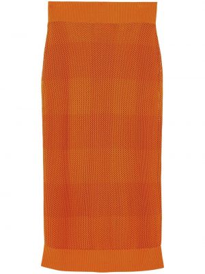 Falda de tubo ajustada a cuadros Burberry naranja