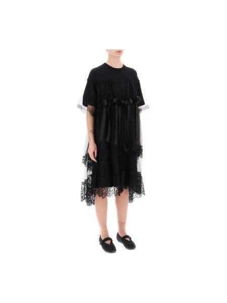 Sukienka midi z siateczką koronkowa Simone Rocha czarna