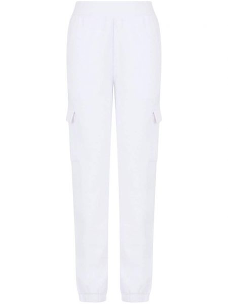 Rastezljive hlače s printom Ea7 Emporio Armani bijela