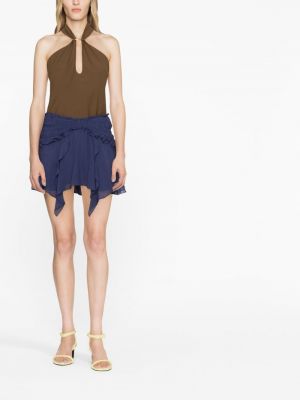 Jedwabna mini spódniczka szyfonowa z falbankami Isabel Marant fioletowa