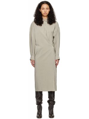 Серое платье-миди с перекрученным узором Lemaire, Light misty gray