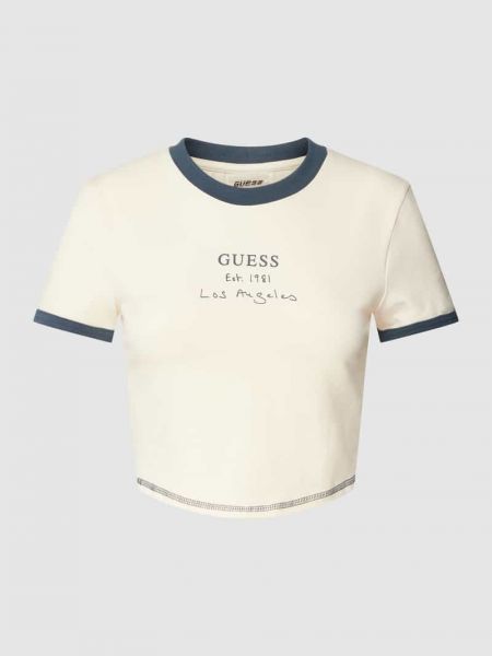 Koszulka z nadrukiem Guess Activewear beżowa