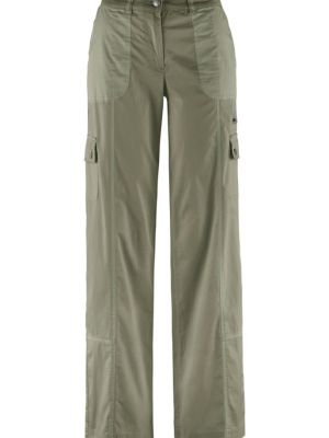 Хлопковые широкие брюки свободного кроя Bpc Bonprix Collection зеленые