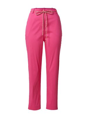 Bavlnené skinny nohavice s vysokým pásom na zips Patrizia Pepe - ružová