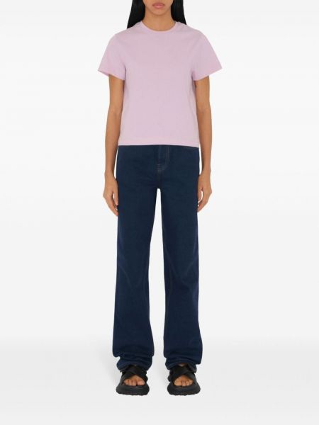Bavlněné tričko s výšivkou Burberry růžové