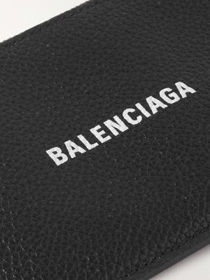 Кожаная косметичка с принтом Balenciaga черная