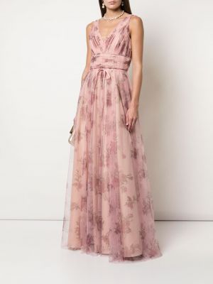 Gėlėtas vakarinė suknelė iš tiulio Marchesa Notte Bridesmaids rožinė