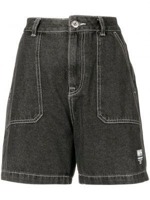 Trykt jeans-shorts Chocoolate svart