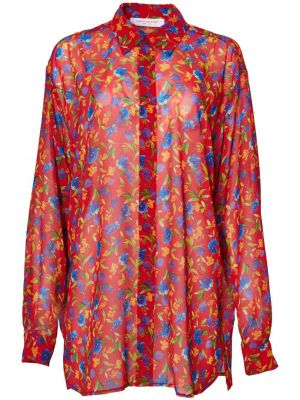 Bluza s cvetličnim vzorcem s potiskom Carolina Herrera rdeča
