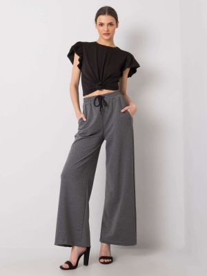 Voľné teplákové nohavice so slieňovým vzorom Fashionhunters sivá