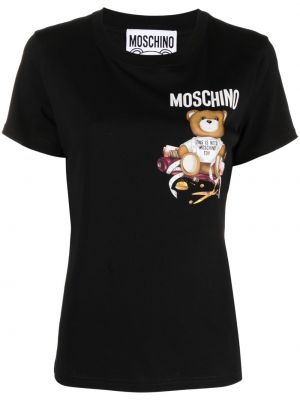 Bombažna majica Moschino črna