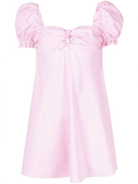 Mini obleka s karirastim vzorcem s potiskom Stefania Vaidani roza