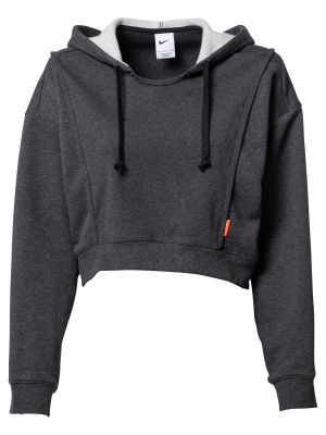 Меланжов пуловер с качулка Nike черно