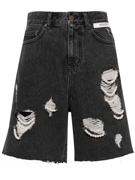 Pamučne kratke hlače s izrezima Kimhekim plava